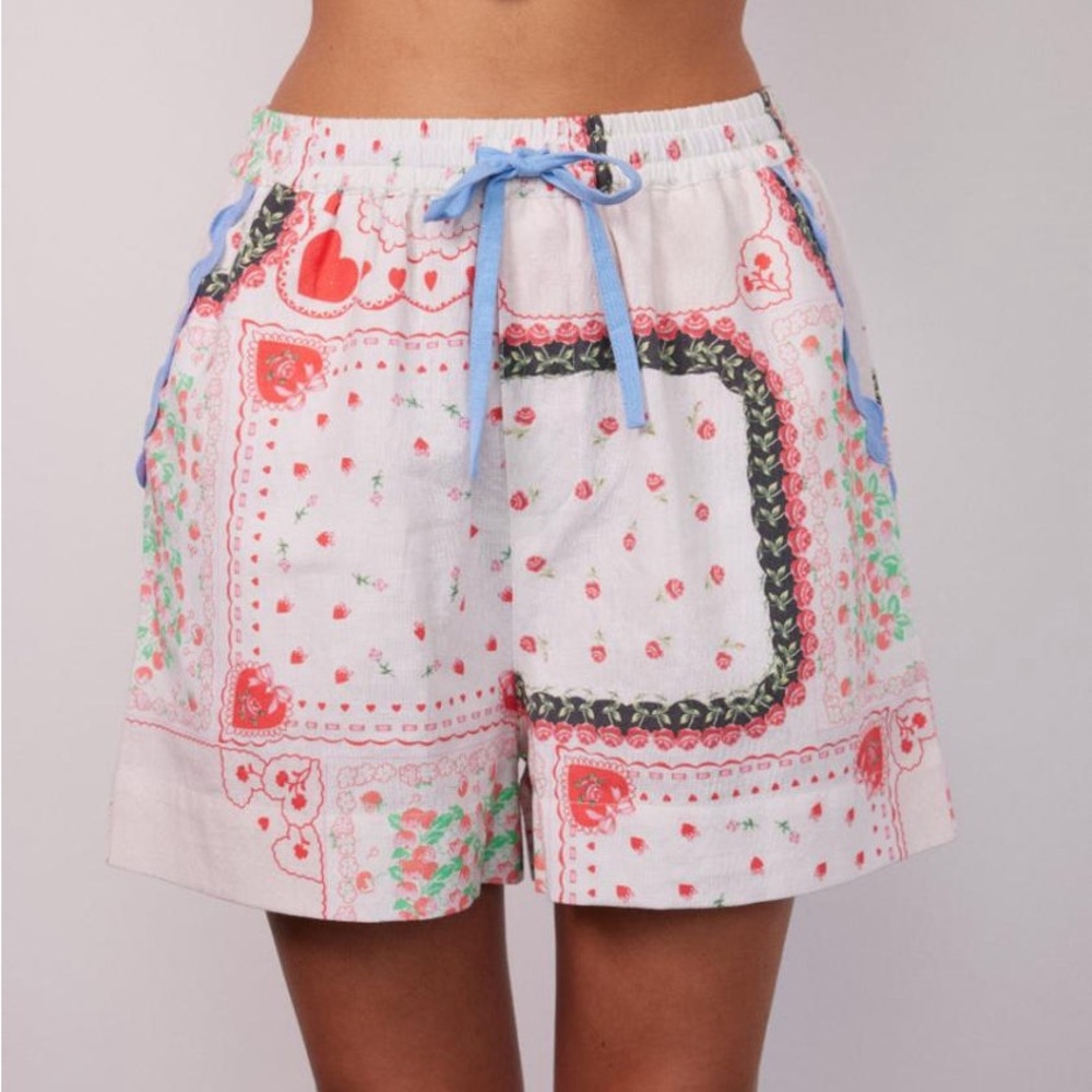 Damson Madder Hanky Hearts Shorts